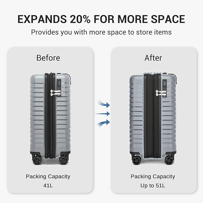 Kono 20 Inch Expandable Carry On Luggage - Image 8