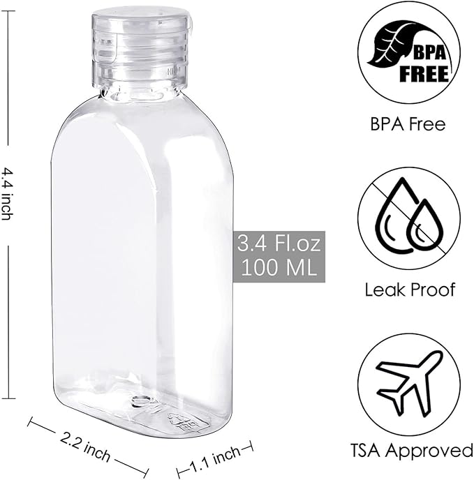 TUZAZO 6 Pack Travel Bottles for Toiletries 3.4oz/100ml Travel Size Containers - Image 2