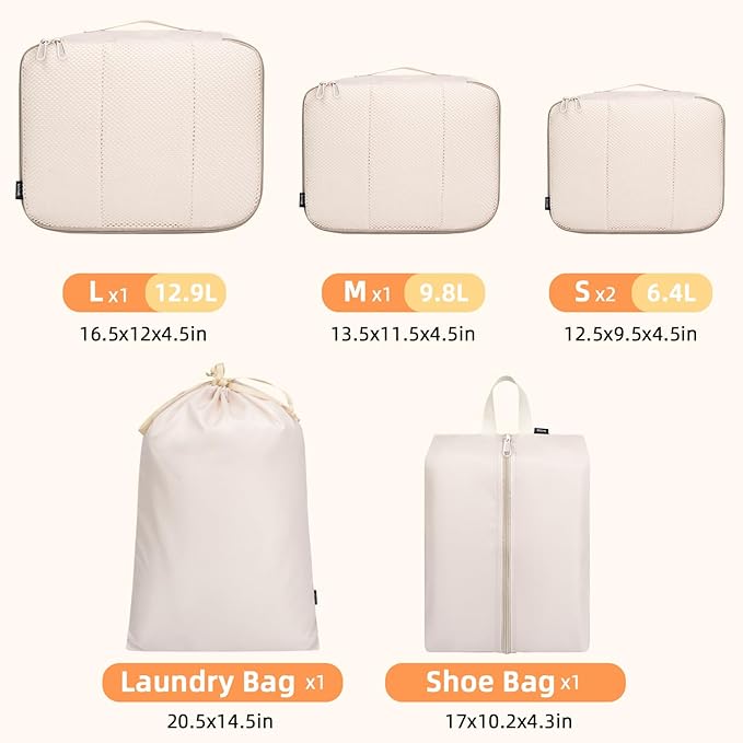 BAGAIL 6 Set Packing Cubes Luggage Packing Organizers - Image 2