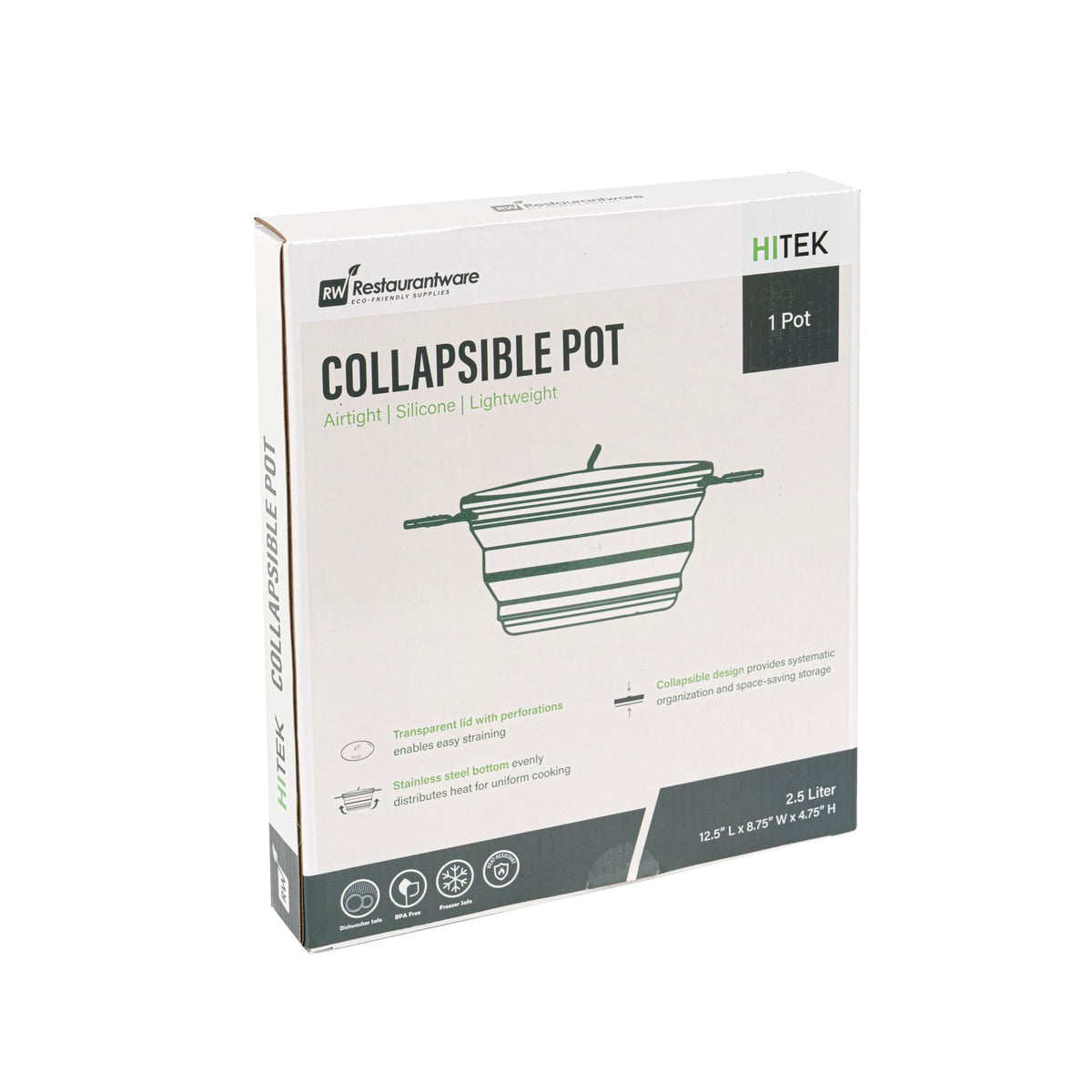 2.5L Green Silicone Collapsible Pot (20 Count / Pot)