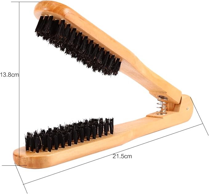 Professional V Shaped Hair Straightener Clamp Brush,Styling Tools Boar Bristle Double Sided Brush Comb Clamp, Styling Comb Hairdressing Tool