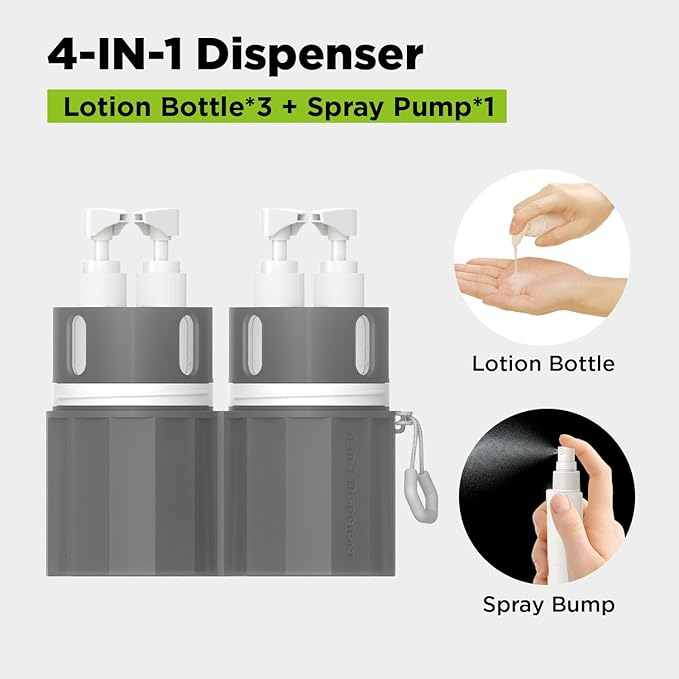 4 in 1 Travel Toiletry Containers, TSA Approved Refillable Travel Size - Image 4