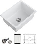 Dcolora 22 Inch Undermount Wet Bar Sink Single Bowl Modern Kitchen Sink White by Dcolora