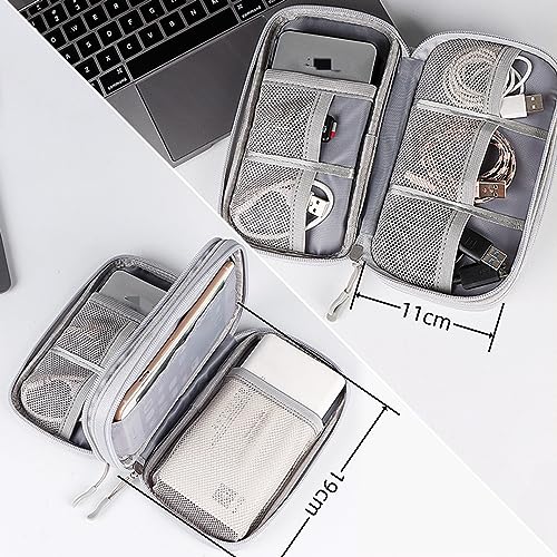 Electronic Organizer Travel Cable Accessories BagPouch Portable Waterproof Storage Bag Electronic Organizer Case for Cable (Light gray)