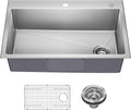 KRAUS Fairlane 33-inch Drop In/Top Mount Single Bowl 18-Gauge Stainless Steel by KRAUS