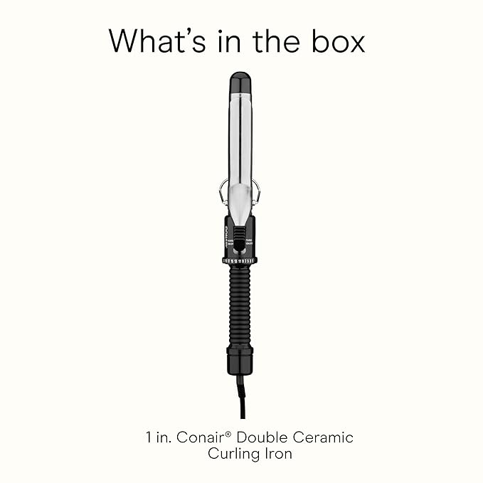 Conair Instant Heat 1-Inch Curling Iron, 1-Inch Barrel Produces Classic Curls, Hair Curler for Short, Medium, and Long Hair, 25 Heat Setting Hair Curling Iron, Black
