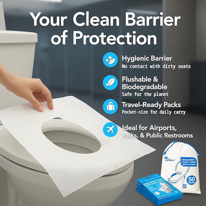 Disposable Toilet Seat Covers Flushable XL 50 Pack – Adults & Kids Potty - Image 6