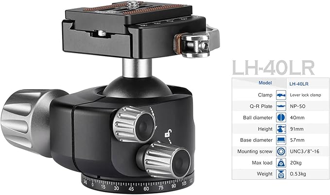 Leofoto Professional Camera Tripod, 4 Leg Sections, 360° Ball Head, Max Load - Image 2