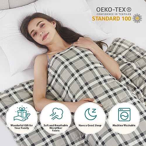 Weighted Blanket (16-white Checkered Pattern / 48" x 72" | 20lbs)