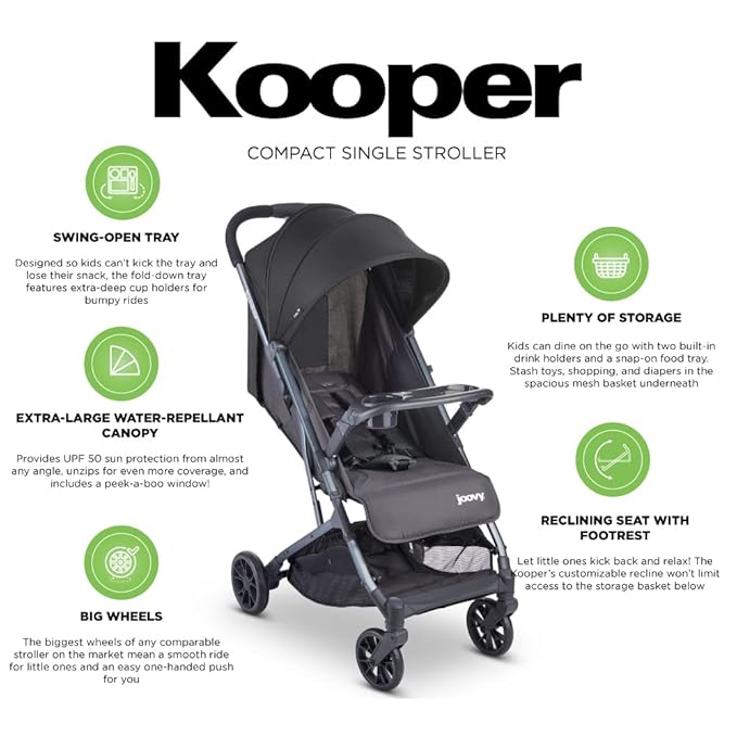 Joovy Kooper Lightweight Baby Stroller Featuring Removable, Swing-Open Tray - Image 4
