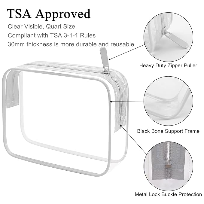 Lermende 2pcs Clear Toiletry Bag TSA Approved Travel Bag, Carry On - Image 4