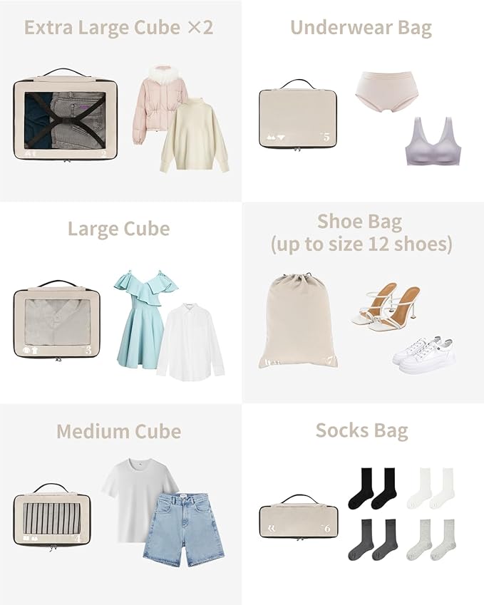 ECOHUB 7 Set Packing Cubes Tear-Resistant Luggage Packing Organizers - Image 8