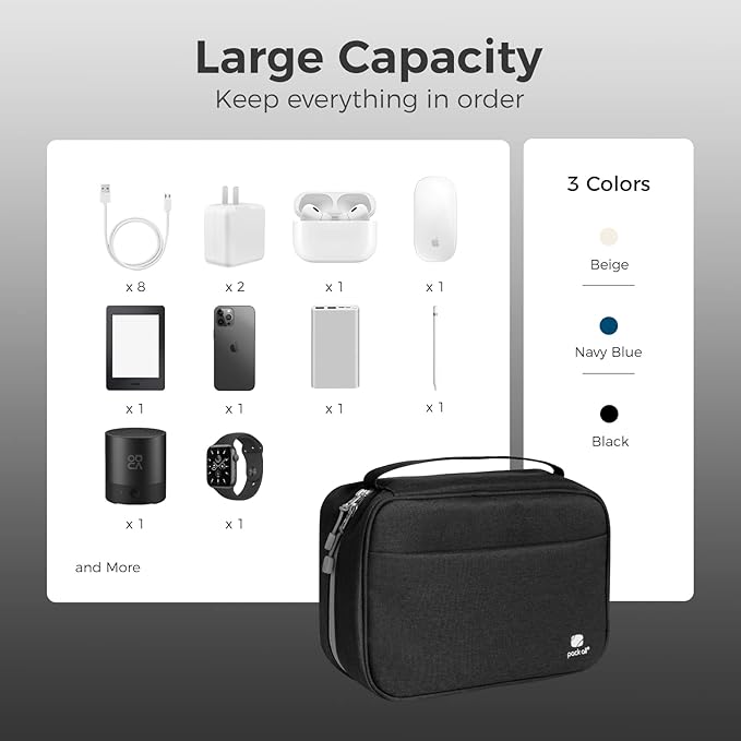pack all Electronic Organizer Plus, Larger Capcity Cable Organizer Bag - Image 7