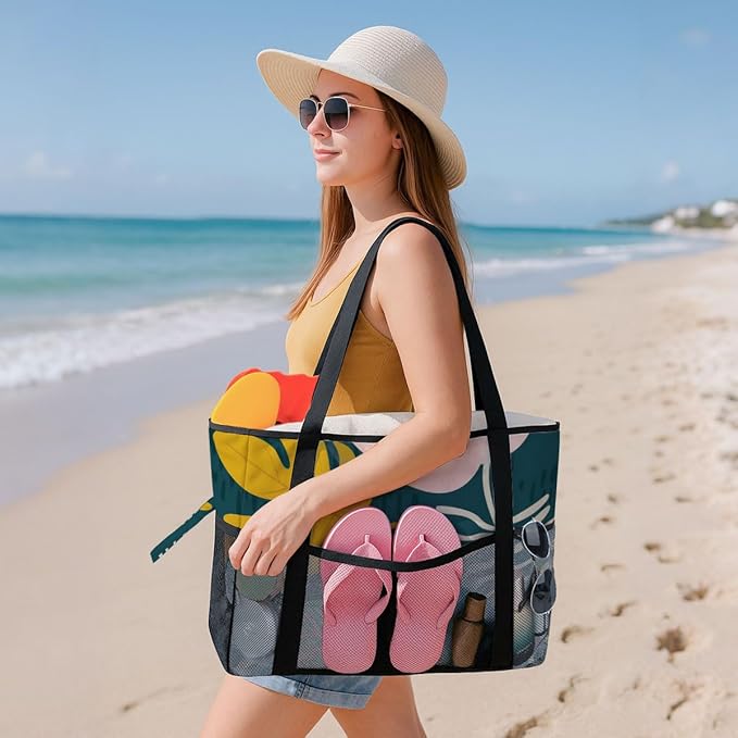8-Pocket Waterproof Tote for Women -Sandproof Beach Bag - Image 2