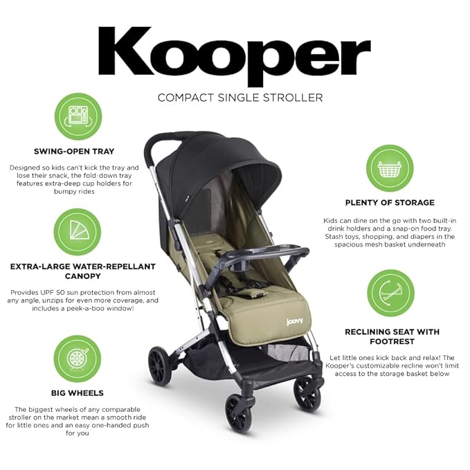 Joovy Kooper Lightweight Baby Stroller Featuring Removable, Swing-Open Tray - Image 5