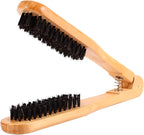 Professional V Shaped Hair Straightener Clamp Brush,Styling Tools Boar Bristle Double Sided Brush Comb Clamp, Styling Comb Hairdressing Tool