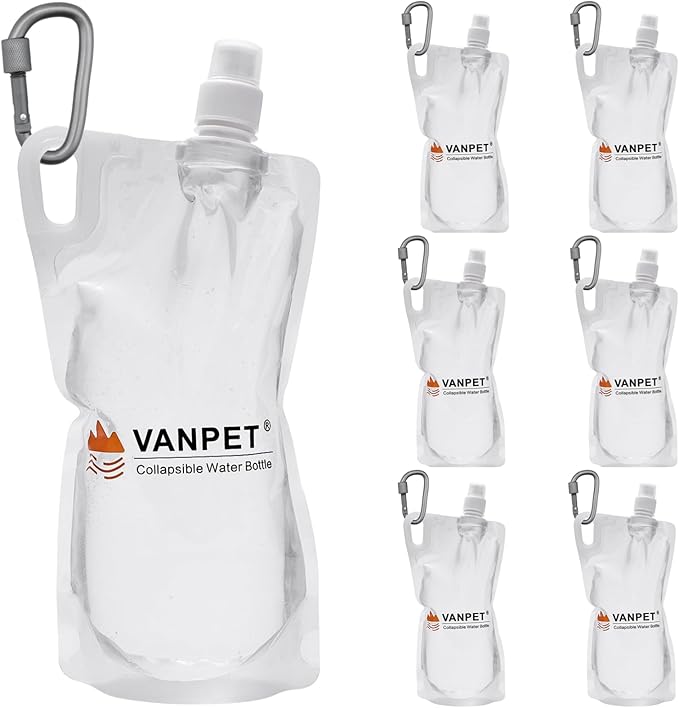1L Hiking Collapsible Water Bottles, 33OZ BPA-Free Plastic Flasks, Reusable by VANPET