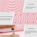 Heat Insulating Silicone Mat Pouch for Hair Straightener, Anti-Slip Travel Pad Cover for Curling & Flat Iron, Portable Styling Heat Mat Holder for Curler Wand and Hot Waver (Pink)