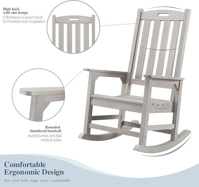 Psilvam Oversized Outdoor Rocking Chair, - Image 4