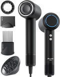 Hair Dryer with Comb & Diffuser Attachment for Curly Hair, PLUZZ 200M Negative Ionic Blow Dryer Brush, High-Speed Brushless Motor Hairdryer Fast, Portable Travel Hair Dryers Quiet, Women/Men/Kids