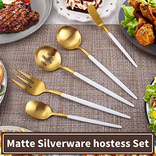 Matte White Gold Serving Silverware Set (Matte White Gold)