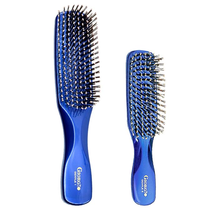 Giorgio Gentle Detangler Hair Brush - Dual Length Bristles for Men, Fine and Thick Hair, Scalp Massager, Travel Brush for Wet or Dry Hair