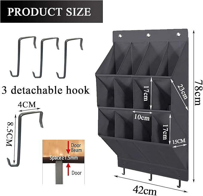Over the Door Shoe Organizer, 12 Pockets Hanging Shoe Storage Rack - Image 2