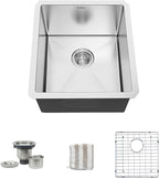 TORVA 13 x 15 Inch Undermount Kitchen Sink, Premium 304 Stainless Steel Bar Sink by TORVA