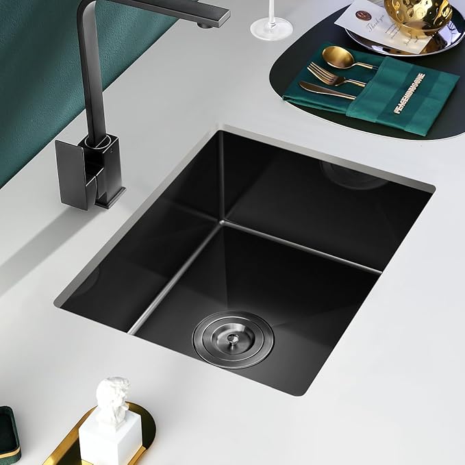 20-inch Undermount Kitchen Sink Black, T304 Stainless Steel Single Bowl Kitchen - Image 2