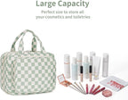 Narwey Hanging Toiletry Bag for Women Travel Checkered Makeup Bag Organizer - Image 8