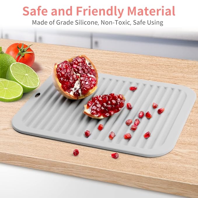 Large Silicone Heat Resistant Mat for Hair Tools, Heat Mat for Curling Iron, Vanity Pad Accessories/Organizer, Portable Hair Styling Hot Tools Mat for Home Travel Salon, with Sticky Tape (Cream)