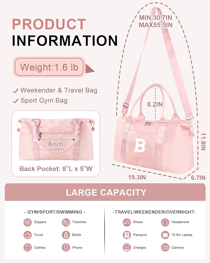 Initial Travel Duffel Bag Sports Gym Bag - Image 2