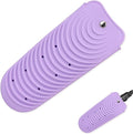 Heat Insulating Silicone Mat Pouch for Hair Straightener, Anti-Slip Travel Pad Cover for Curling & Flat Iron, Portable Styling Heat Mat Holder for Curler Wand and Hot Waver (Purple)