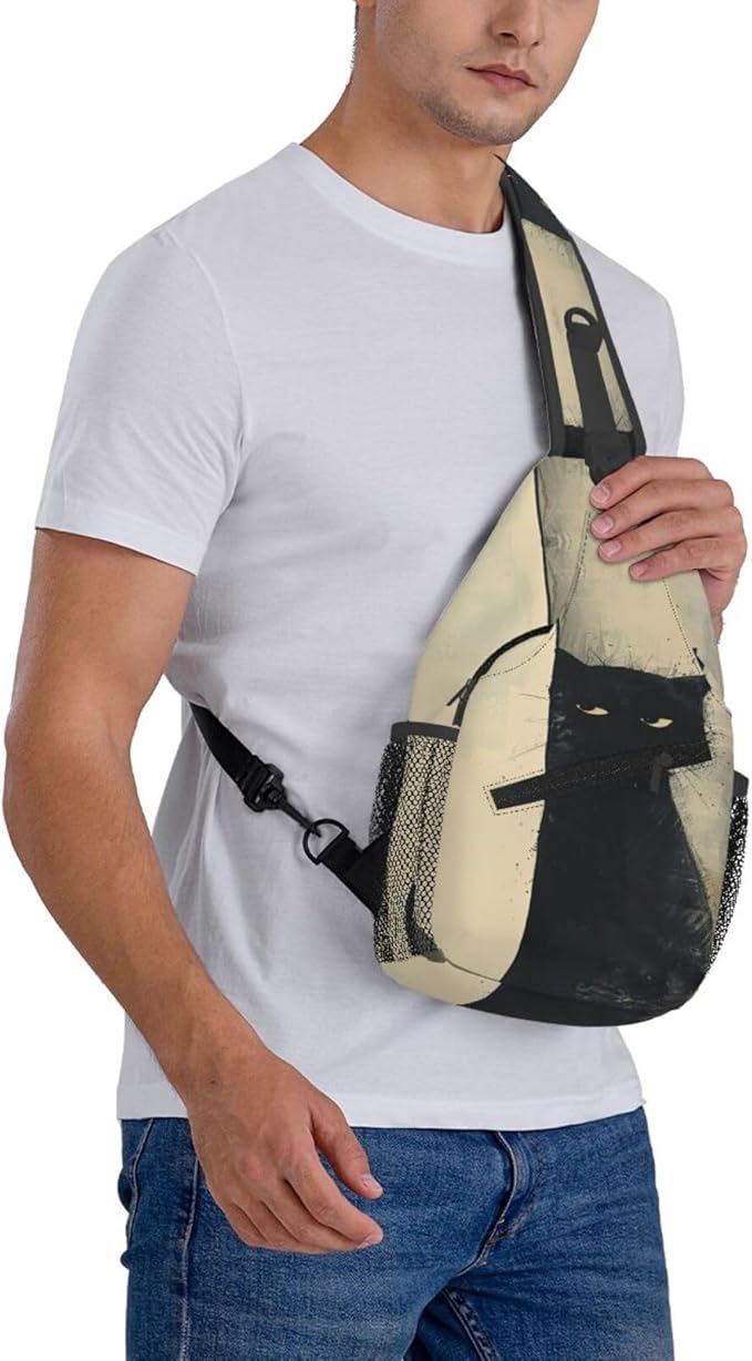 SUPLUCHOM Sling Bag Cat Vintage Hiking Daypack Crossbody Shoulder Backpack - Image 8