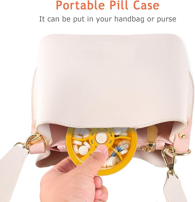 INVODA Weekly Pill Organizer 7 Compartment Rotating Pill Box - Image 6