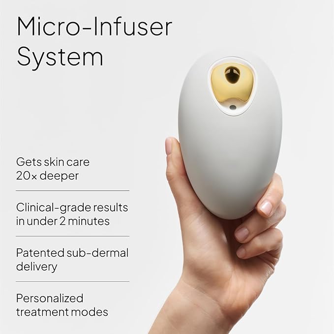Droplette Ultra Starter Set – Patented Micro-Infuser Skincare Device with Collagen Hydrofiller Capsules for Hydration & Plumping – Dove Grey Device with 28 Single-Use Capsules
