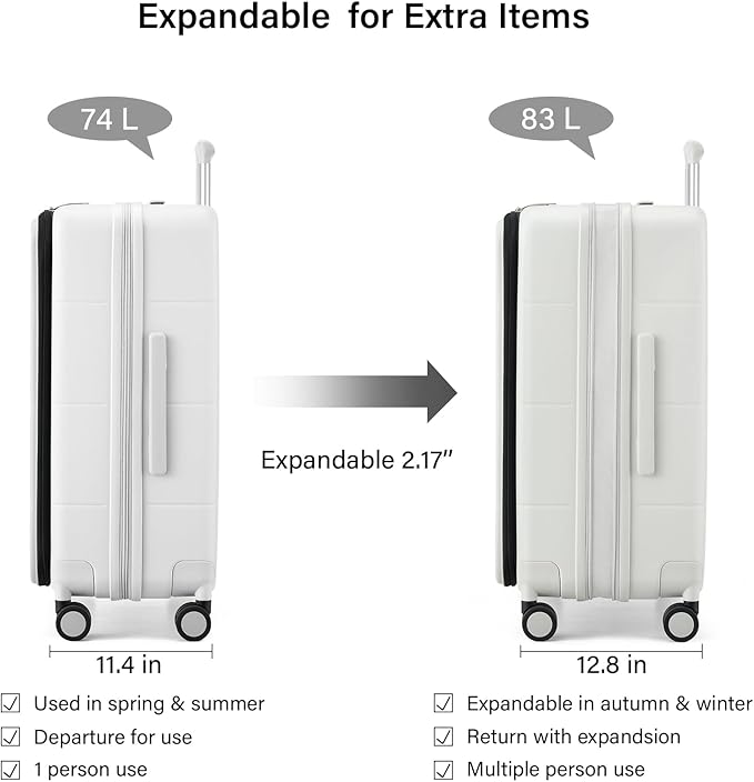 Hanke Hardside Expandable Checked Luggage, 24 Inch Top Opening Trunk Luggages - Image 2