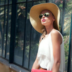 DRESHOW Beach Hats for Women Big Straw Wide Brim Summer Hat Floppy Foldable - Image 2