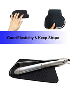 Heat Resistant Silicone Glove and Mat Set for Curling Iron, Hair Straightener, Flat Irons - 9" x 6.5" Food Grade Silicone Mat, Black