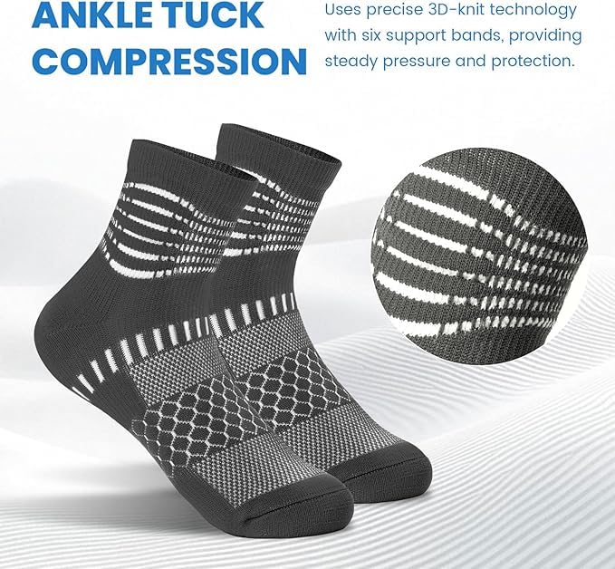Ankle Compression Socks Women Men Plantar Fasciitis Relief 3 Pairs (Small / Black+dark Grey+dark Blue(3 Pairs))