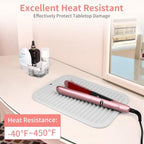 Large Silicone Heat Resistant Mat for Hair Tools, Heat Mat for Curling Iron, Vanity Pad Accessories/Organizer, Portable Hair Styling Hot Tools Mat for Home Travel Salon, with Sticky Tape (Cream)