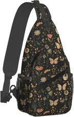 SUPLUCHOM Sling Bag Vintage Butterfly Moon Flower Hiking Daypack Crossbody - Image 2