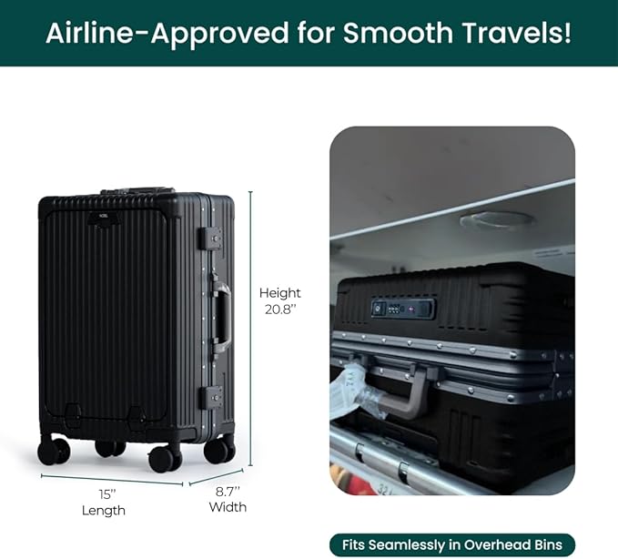 Nobl Travel Carry On Luggage, Noble Zipperless Aluminum Frame PC Hard Shell - Image 4