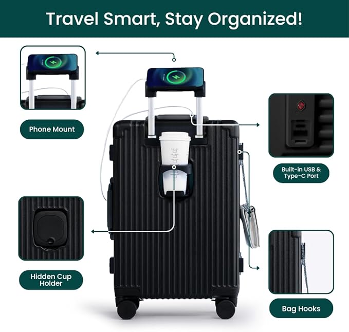 Nobl Travel Carry On Luggage, Noble Zipperless Aluminum Frame, 22.5x15x9.5 - Image 3