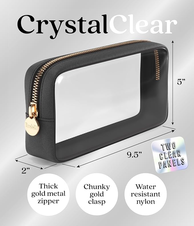 Clear Makeup Bag Zipper Pouch, Transparent Cosmetic Case Organizer, TSA - Image 2