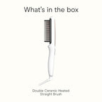 Conair Double Ceramic Hair Straightener Brush, Heated Straightening Brush for Smooth, Shiny Hair, V-Shaped Heated Bristles for Closer Contact, 5 LED Heat Settings, Dual Voltage, White