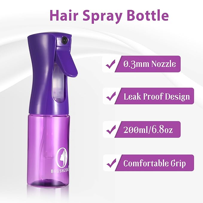 Hair Brush Set, Hair Brushes for Women Men kid Wet Dry All Hair Detangling Parting Styling, Brush Set with Detangler Brush, Edge Brush, Teasing brush, Rat Tail Comb (Purpe)