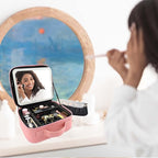 Travel Makeup Bag with LED Mirror Travel Makeup Organizer with 3 Lighted - Image 9