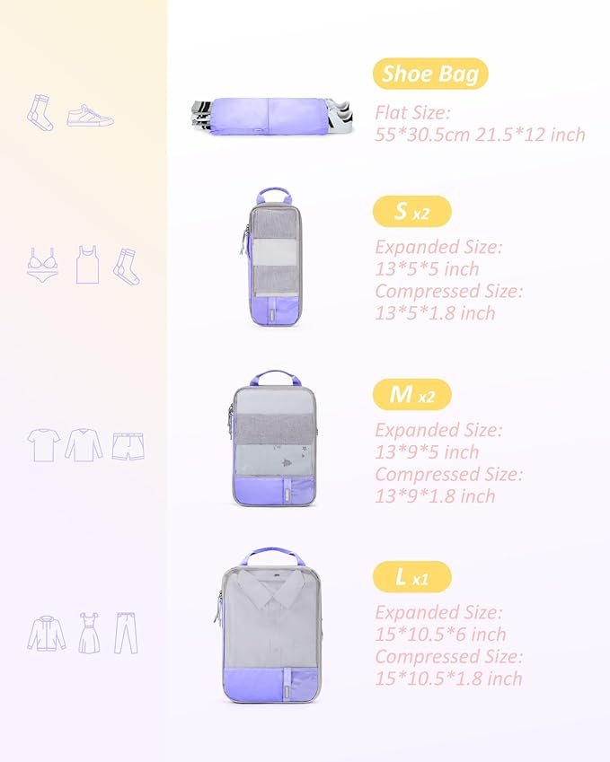 BAGSMART 6 Set Compression Packing Cubes - Image 2