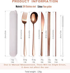AARAINBOW 6 Pieces 18/8 Stainless Steel Flatware Set Portable Reusable Cutlery - Image 3